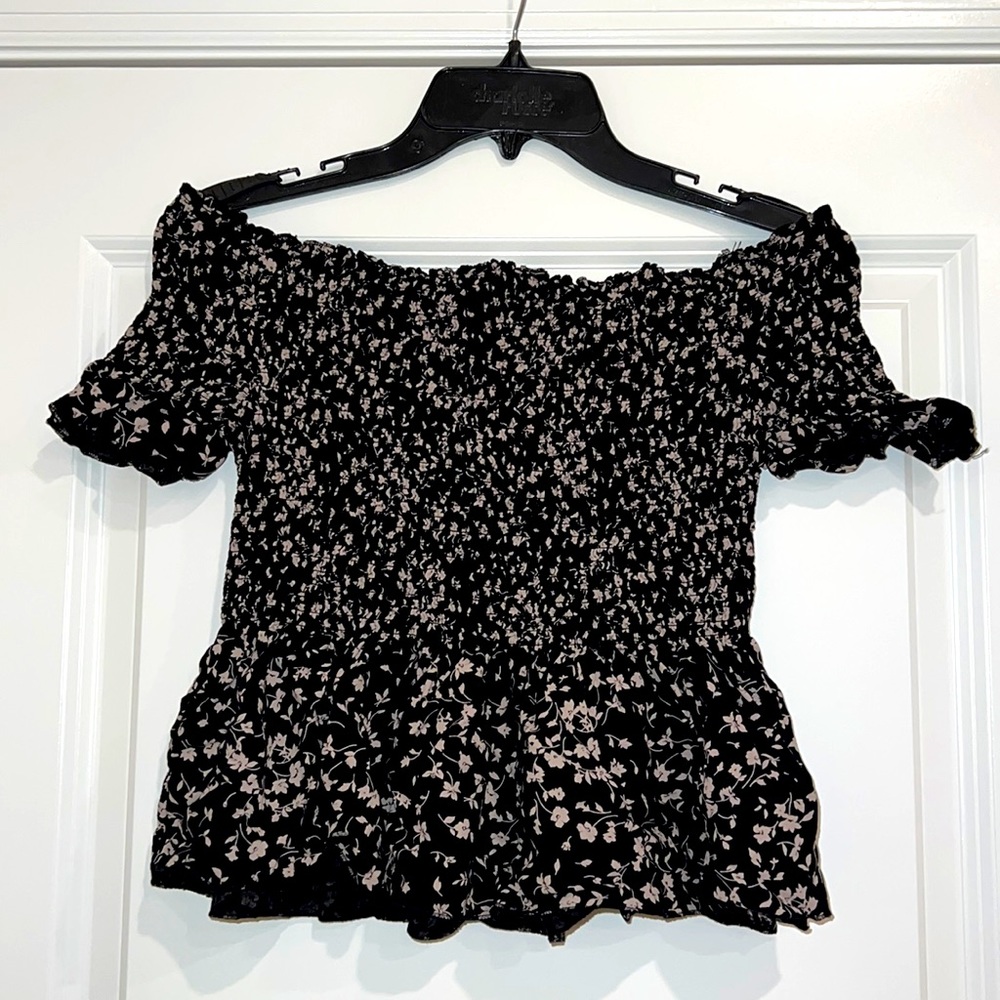 Japna black floral blouse | size: S | color: black